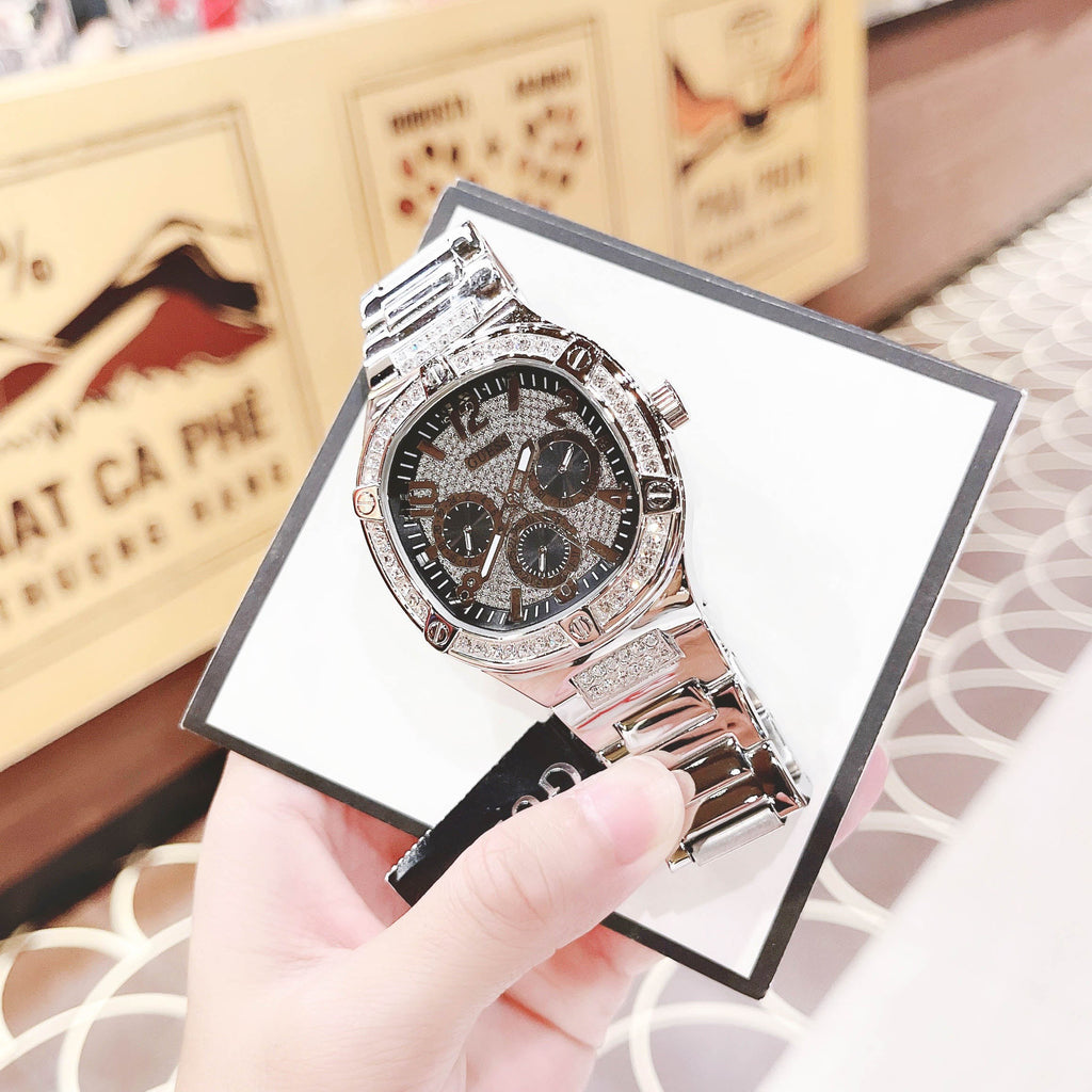 Guess Duke Glitz Black Dial Silver Steel Strap Watch For Men - GW0576G1 Buy Now By Guess