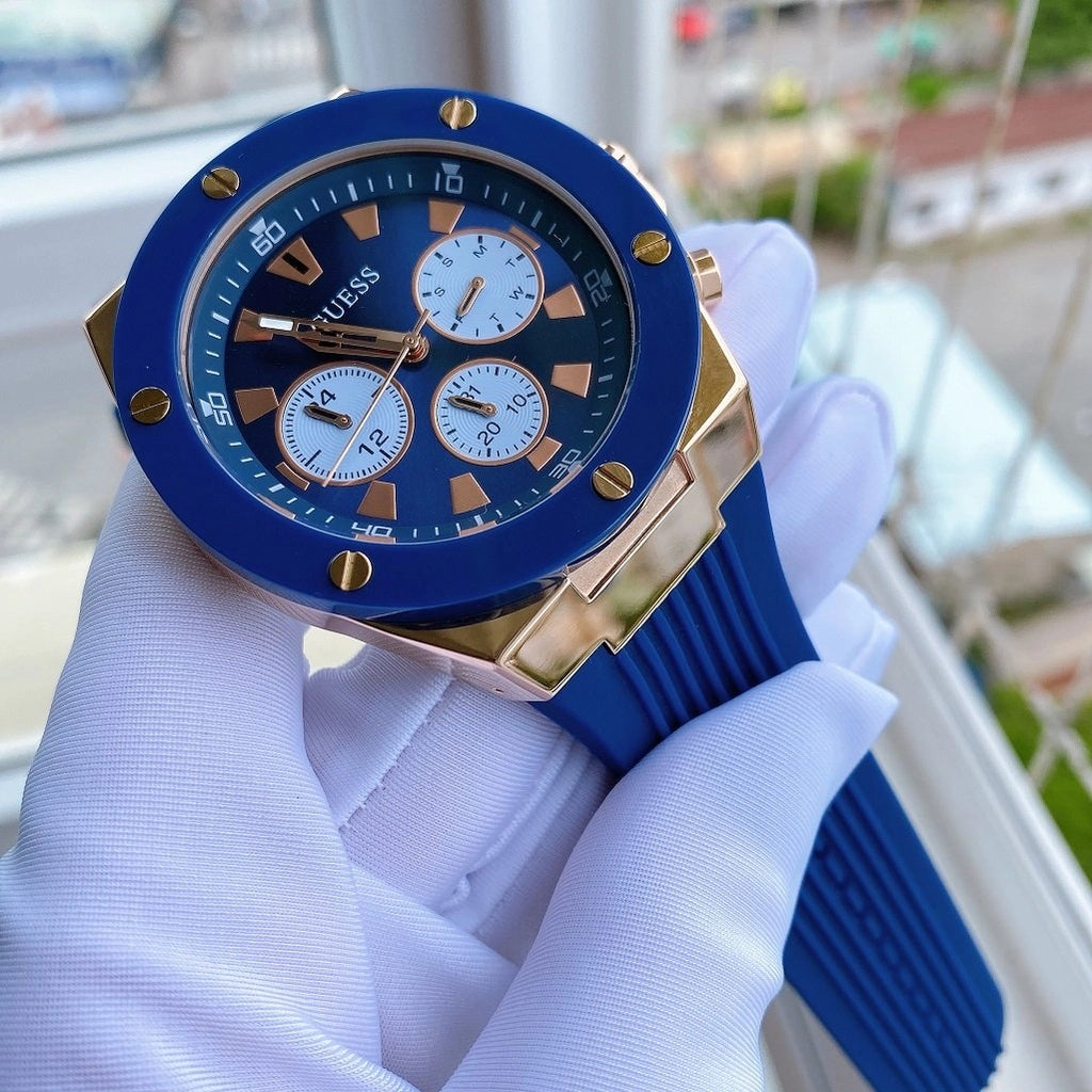 Guess Poseidon Blue Dial Blue Rubber Strap Watch for Men - GW0057G2 Buy Now By Guess