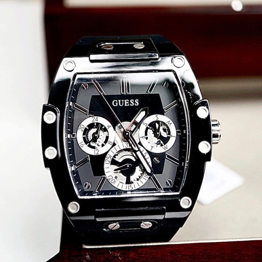 Guess Phoenix Multifunction Black Dial Black Rubber Strap Watch for Men - GW0203G3 Buy Now By Guess