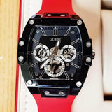Guess Phoenix Multifunction Black Dial Red Rubber Strap Watch for Men - GW0203G4 Buy Now By Guess