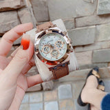 Guess Analog Multifunction White Dial Brown Leather Strap Watch for Men - GW0262G3 Buy Now By Guess