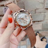 Guess Analog Multifunction White Dial Brown Leather Strap Watch for Men - GW0262G3 Buy Now By Guess