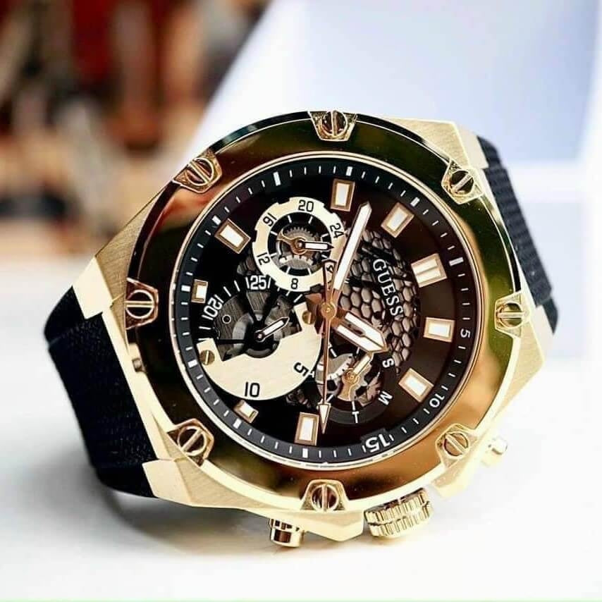 Guess Third Gear Multifunction Black Dial Black Rubber Strap Watch for Men - GW0334G2 Buy Now By Guess