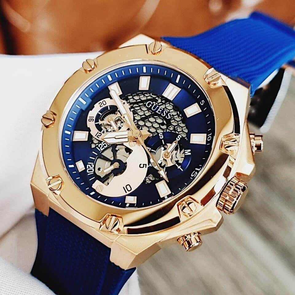 Guess Third Gear Analog Blue Dial Blue Rubber Strap Watch for Men - GW0334G3 Buy Now By Guess