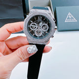 Guess Momentum Chronograph Crystals Black Dial Black Silicone Strap Watch For Men - GW0518G1 Buy Now By Guess