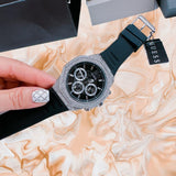 Guess Momentum Chronograph Crystals Black Dial Black Silicone Strap Watch For Men - GW0518G1 Buy Now By Guess