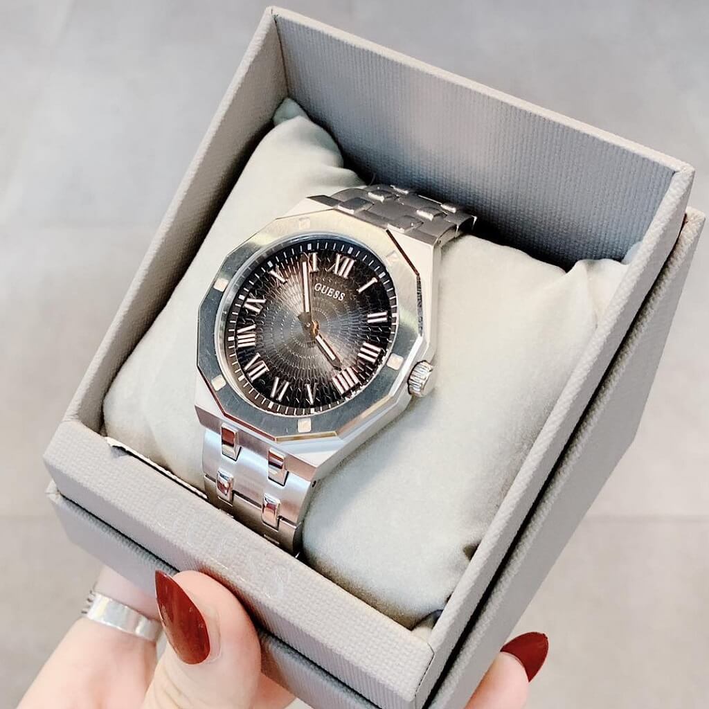 Guess Asset Quartz Black Dial Silver Steel Strap Watch For Men - GW0575G1 Buy Now By Guess