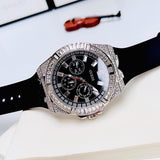 Guess Baguette Crystals Black Dial Black Silicone Strap Watch For Men - GW0208G1 Buy Now By Guess