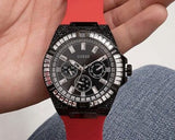 Guess Mainline Multifunction Crystals Black Dial Red Silicone Strap Watch For Men - GW0208G6 Buy Now By Guess