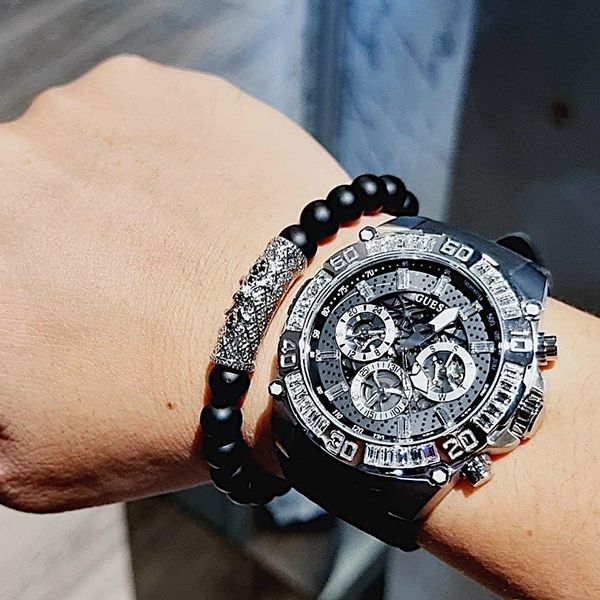 Guess Trophy Multifunction Black Dial Black Rubber Strap Watch for Men - GW0333G1 Buy Now By Guess