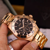 Guess Chaser Chronograph Black Dial Rose Gold Steel Strap Watch for Men - W0170G3 Buy Now By Guess
