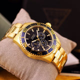 Guess Chaser Multifunction Blue Dial Gold Steel Strap Watch for Men - W0172G5 Buy Now By Guess