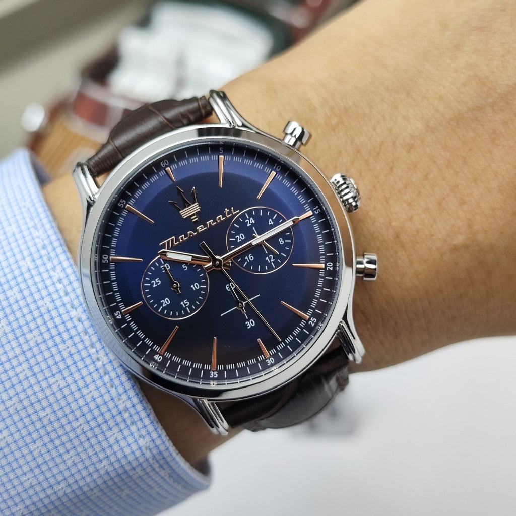 Maserati Epoca Chronograph Blue Dial Brown Leather Strap Watch For Men - R8871618014 Buy Now By Maserati