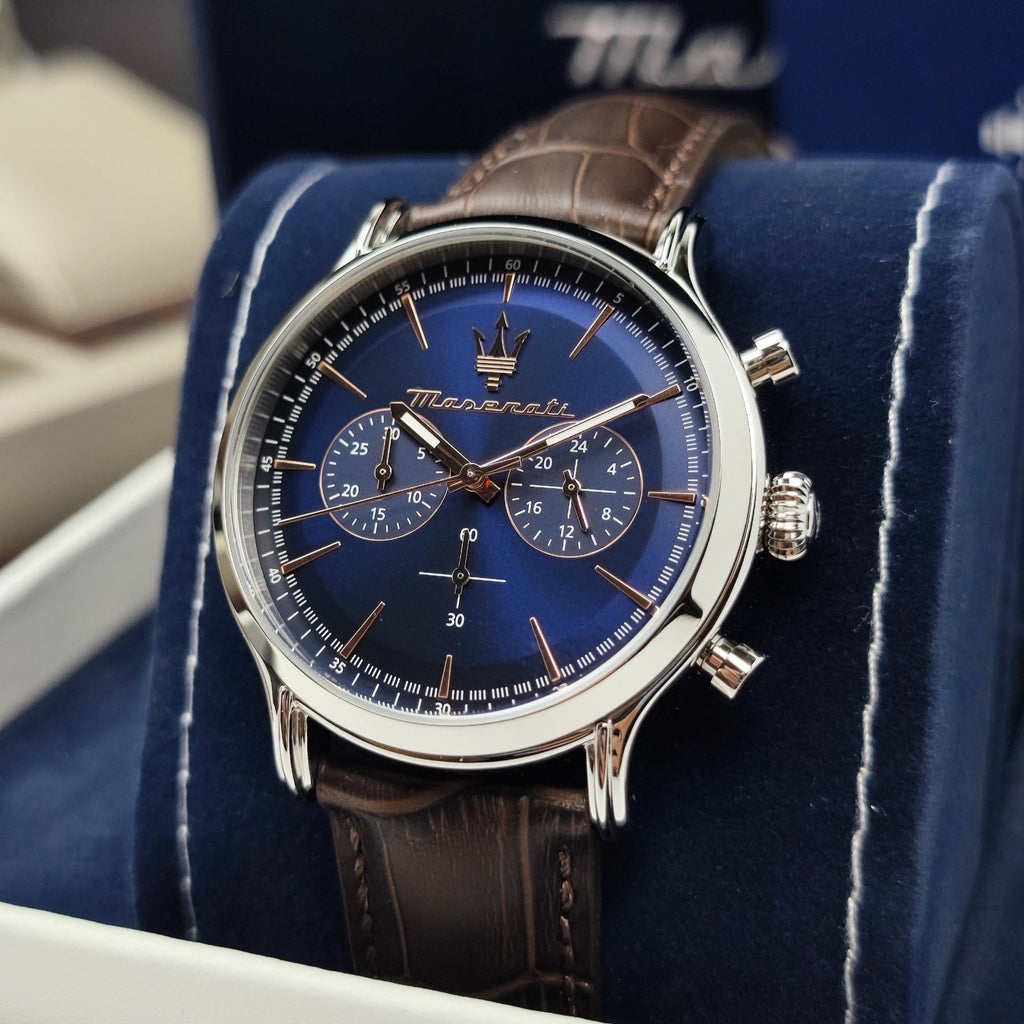 Maserati Epoca Chronograph Blue Dial Brown Leather Strap Watch For Men - R8871618014 Buy Now By Maserati