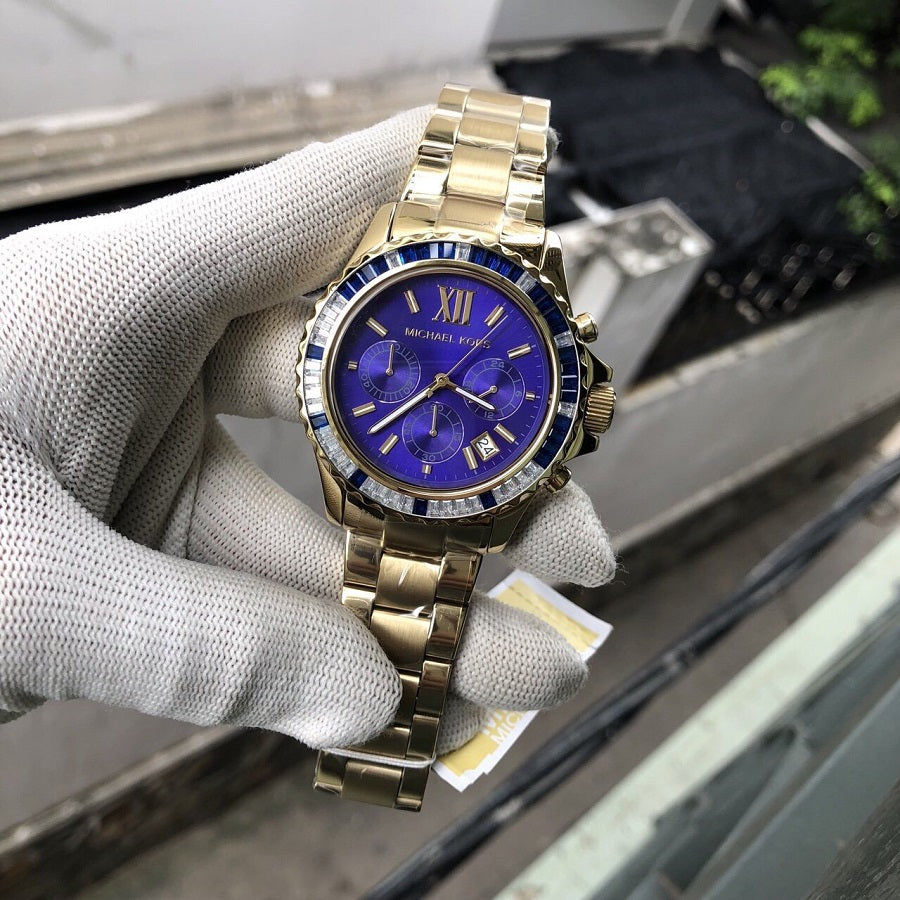 Michael Kors Everest Chronograph Blue Dial Gold Steel Strap Watch for Women - MK5754 Buy Now By Michael Kors