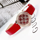 Michael Kors Camille Three Hand Crystals Rose Gold Dial Red Leather Strap Watch For Women - MK4701 Buy Now By Michael Kors