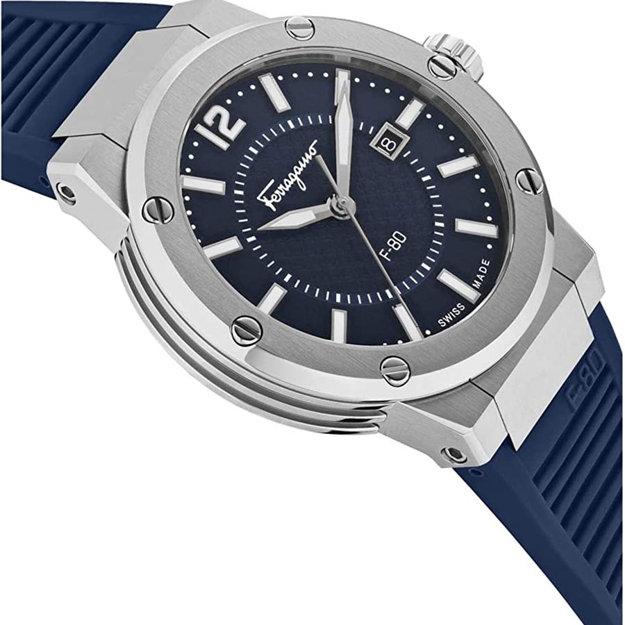 Salvatore Ferragamo F-80 Blue Dial Blue Rubber Strap Watch For Men - SFHY01022 Buy Now By Salvatore Ferragamo