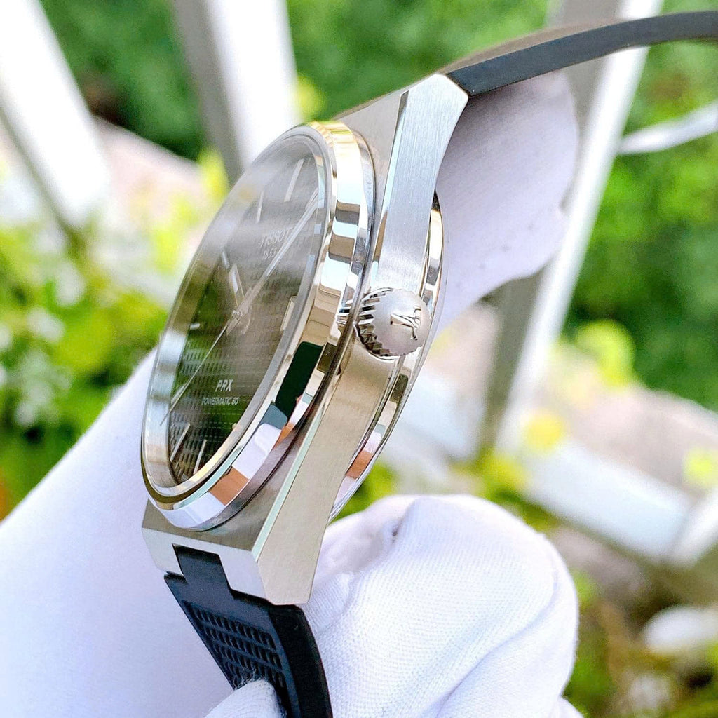 Tissot PRX Powermatic 80 Black Dial Black Rubber Strap Watch for Men - T137.407.17.051.00