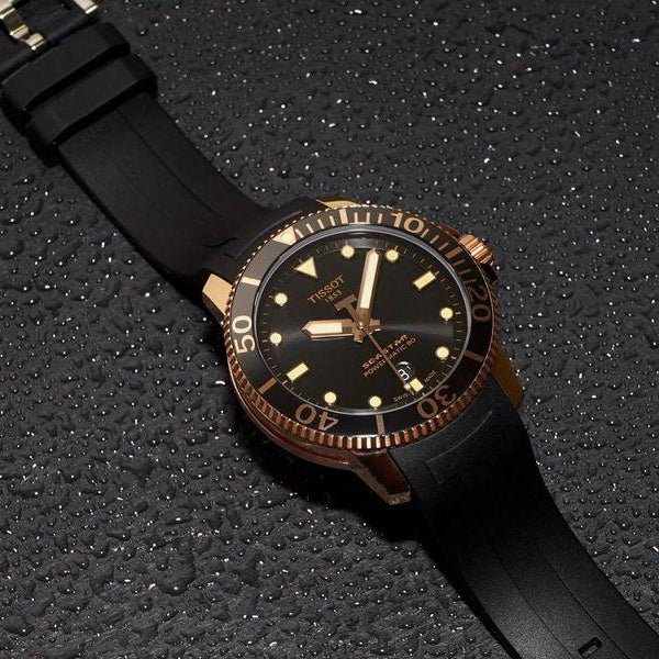 Tissot Seastar 1000 Powermatic 80 Black Dial Black Rubber Strap Watch for Men - T120.407.37.051.01 Buy Now By Tissot