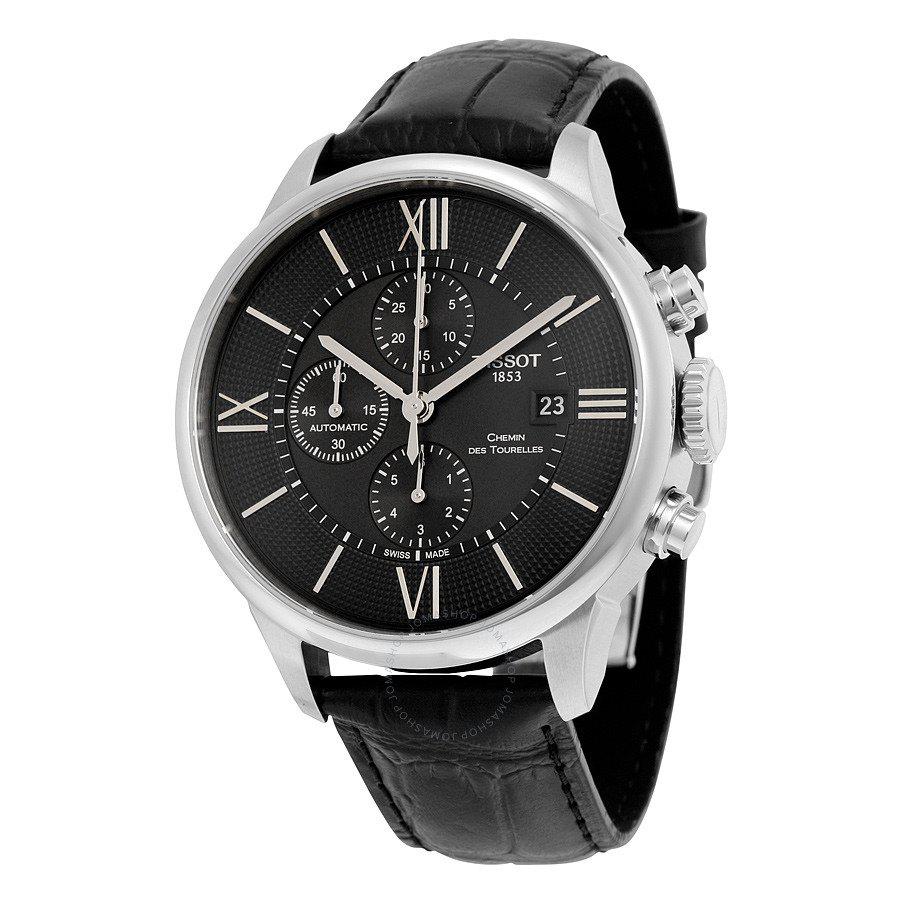 Tissot T Classic Chemin Des Tourelles Chronograph Black Dial Black Leather Strap Watch For Men - T099.427.16.058.00 Buy Now By Tissot