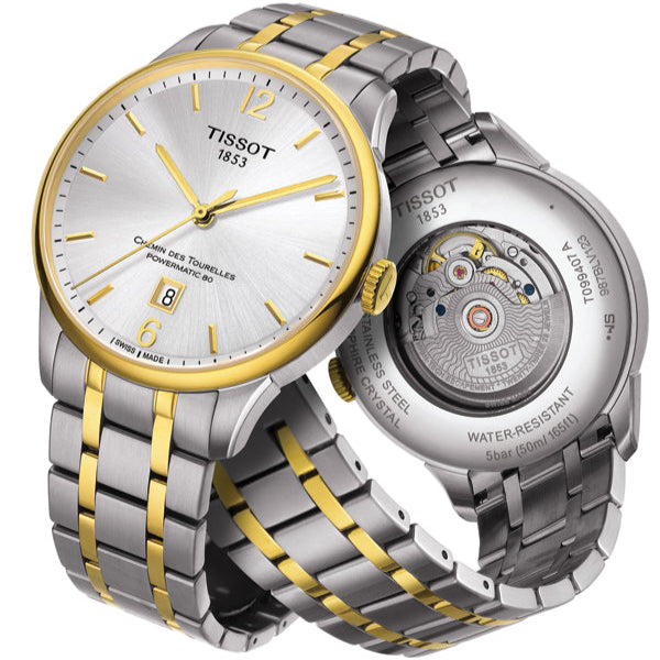 Tissot Chemin Des Tourelles Powermatic 80 Cosc Silver Dial Two Tone Steel Strap Watch For Men - T099.408.22.038.00 Buy Now By Tissot