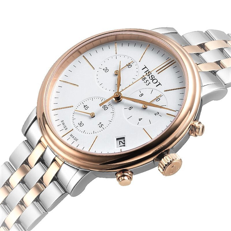 Tissot Carson Premium Chronograph White Dial Two Tone Steel Strap Watch For Men - T122.417.22.011.00 Buy Now By Tissot