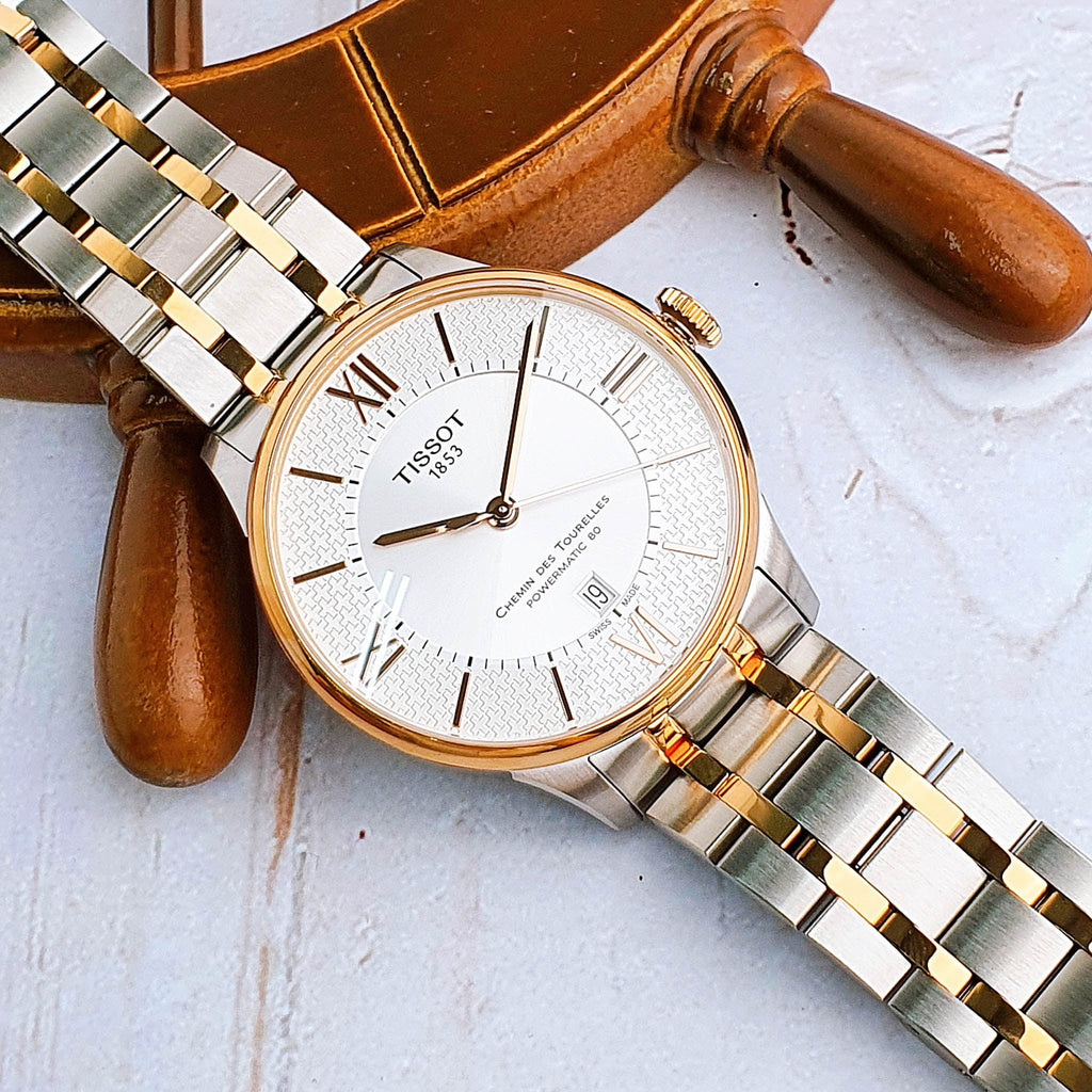 Tissot Chemin des Tourelles Powermatic 80 Helvetic Pride Silver Dial Two Tone Steel Strap Watch for Men - T099.407.22.038.01 Buy Now By Tissot