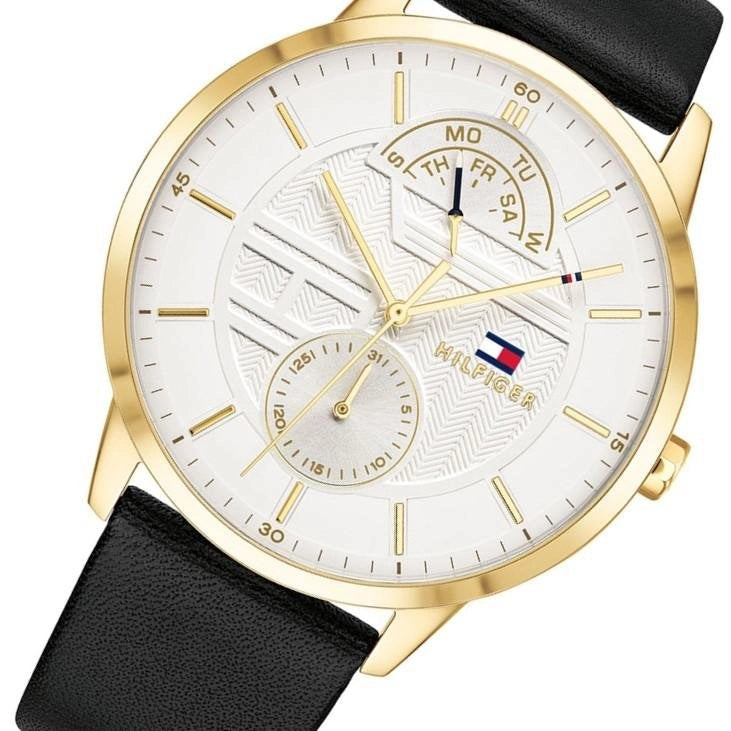 Tommy Hilfiger Hunter White Dial Black Leather Strap Watch for Men - 1791606 Buy Now By Tommy Hilfiger