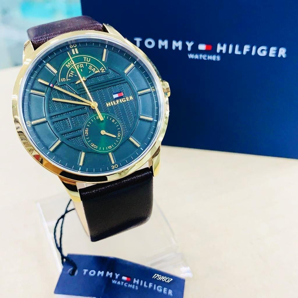 Tommy Hilfiger Hunter Green Dial Brown Leather Strap Watch for Men - 1791607 Buy Now By Tommy Hilfiger