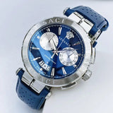 Versace Aion Chronograph Blue Dial Blue Leather Strap Watch for Men - VE1D01220 Buy Now By Versace