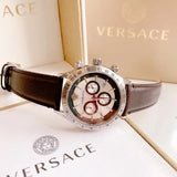 Versace Classic Chronograph Quartz Silver Dial Brown Leather Strap Watch For Men - VEV700119 Buy Now By Versace