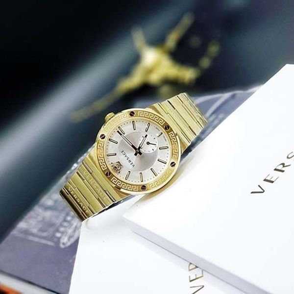 Versace Greca Silver Dial Gold Steel Strap Watch for Men - VEVI00520 Buy Now By Versace