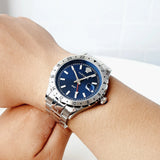 Versace Hellenyium GMT Blue Dial Silver Steel Strap Watch for Men - V11010015 Buy Now By Versace