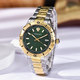 Versace Hellenyium Quartz Green Dial Two Tone Steel Strap Watch For Men - VE3A00720 Buy Now By Versace