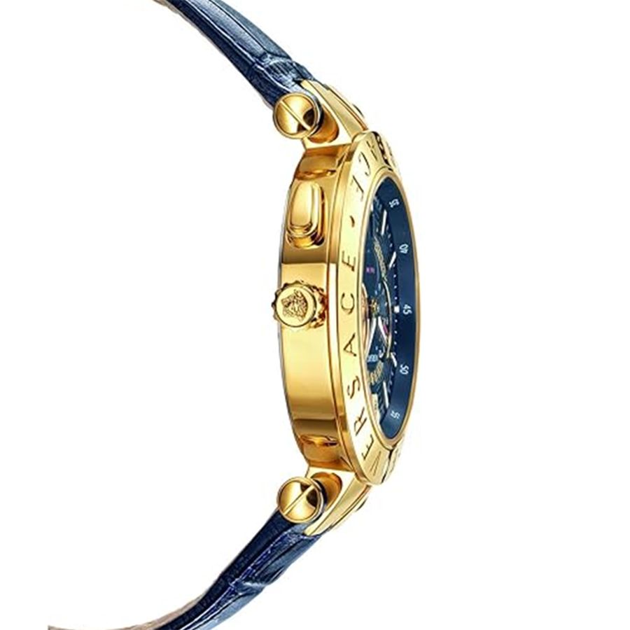 Versace V-Race Multifunction Quartz Blue Dial Blue Leather Strap Watch For Men - VEBV00219 Buy Now By Versace