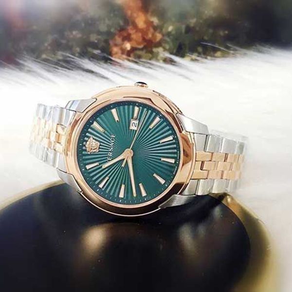 Versace V-Urban Green Dial Two Tone Steel Strap Watch for Men - VELQ00619 Buy Now By Versace