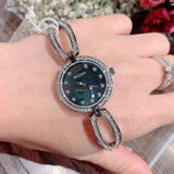 Bulova Crystal Black Mother of Pearl Dial Silver Steel Strap Watch for Women - 96L224 Buy Now By Bulova