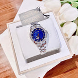 Bulova Crystal Collection Blue Mother of Pearl Dial Silver Steel Strap Watch for Women - 96L238 Buy Now By Bulova