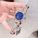 Bulova Crystal Collection Blue Mother of Pearl Dial Silver Steel Strap Watch for Women - 96L238 Buy Now By Bulova