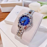 Bulova Crystal Collection Blue Mother of Pearl Dial Silver Steel Strap Watch for Women - 96L238 Buy Now By Bulova