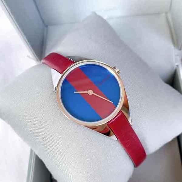 Calvin Klein Rebel Blue Maroon Dial Maroon Leather Strap Watch for Women - K8P231UN Buy Now By Calvin Klein