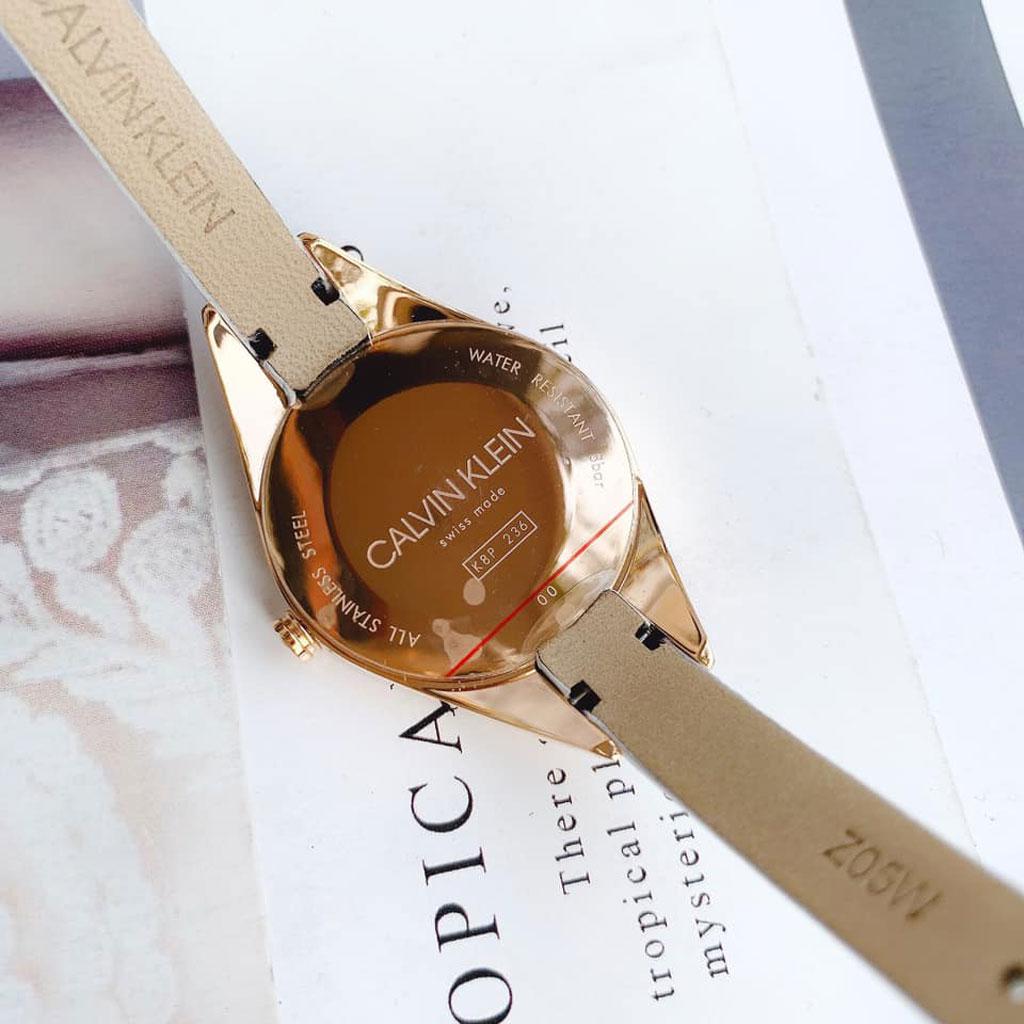 Calvin Klein Rebel White Grey Dial White Leather Strap Watch for Women - K8P236L6 Buy Now By Calvin Klein