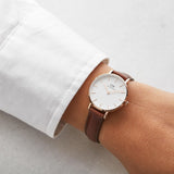 Daniel Wellington Classic Petite St Mawes White Dial Brown Leather Strap Watch For Women - DW00100187 Buy Now By Daniel Wellington