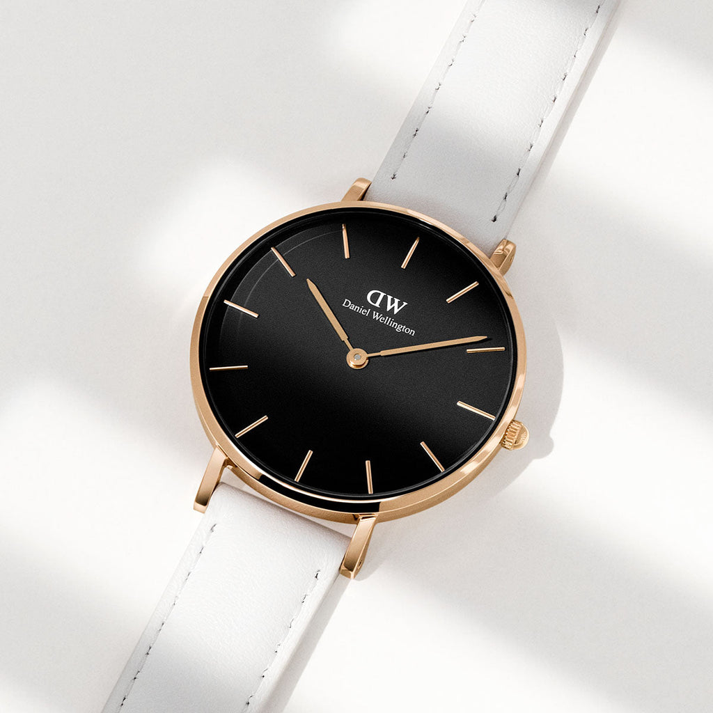Daniel Wellington Classic Petite Bondi Black Dial White Leather Strap Watch For Women - DW00100283 Buy Now By Daniel Wellington
