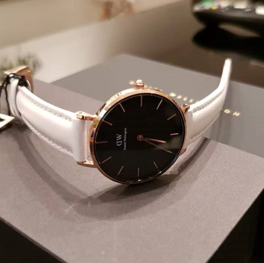 Daniel Wellington Classic Petite Bondi Black Dial White Leather Strap Watch For Women - DW00100285 Buy Now By Daniel Wellington
