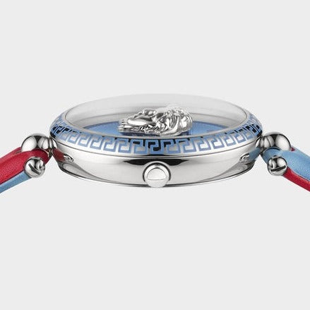 Versace Palazzo Empire Blue Dial Blue & Red Leather Strap Watch for Women - VCO070017 Buy Now By Versace