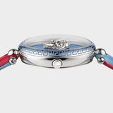 Versace Palazzo Empire Blue Dial Blue & Red Leather Strap Watch for Women - VCO070017 Buy Now By Versace