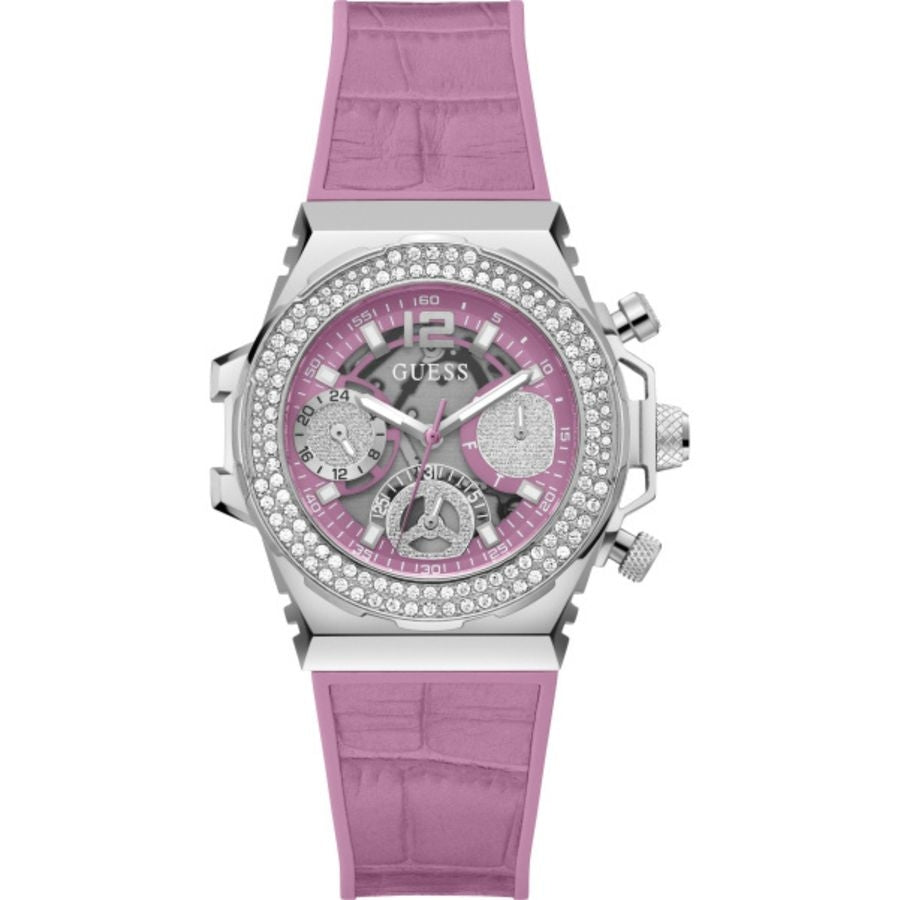 Guess Fusion Chronograph Pink Dial Pink Leather Strap Watch for Women - GW0553L1 Buy Now By Guess