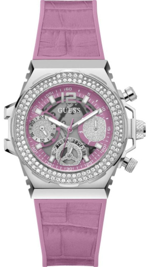 Guess Fusion Chronograph Pink Dial Pink Leather Strap Watch for Women - GW0553L1 Buy Now By Guess