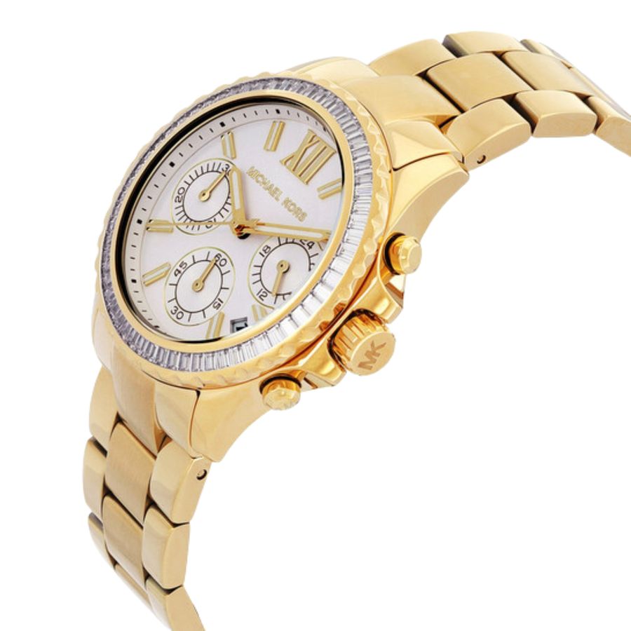 Michael Kors Everest Chronograph White Dial Gold Steel Strap Watch For Women - MK7212 Buy Now By Michael Kors